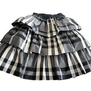 Special Day Girls Black White Plaid Tafetta Layered Pull On Skirt Size 6